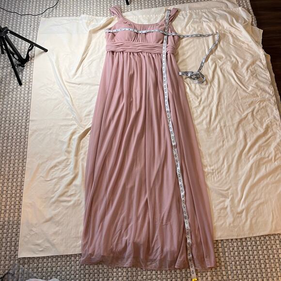 Azazie Pink Melanie Empire Formal Bridesmaid Maxi Floor Length Dress Wmns 12 - Picture 16 of 16